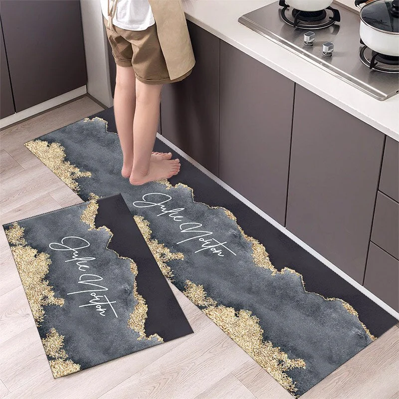 New Geometric Kitchen Mat Home Light Luxury Entrance Doormat Living Room Sofa Floor Long Mats Bathroom Door Anti-Slip Floormat