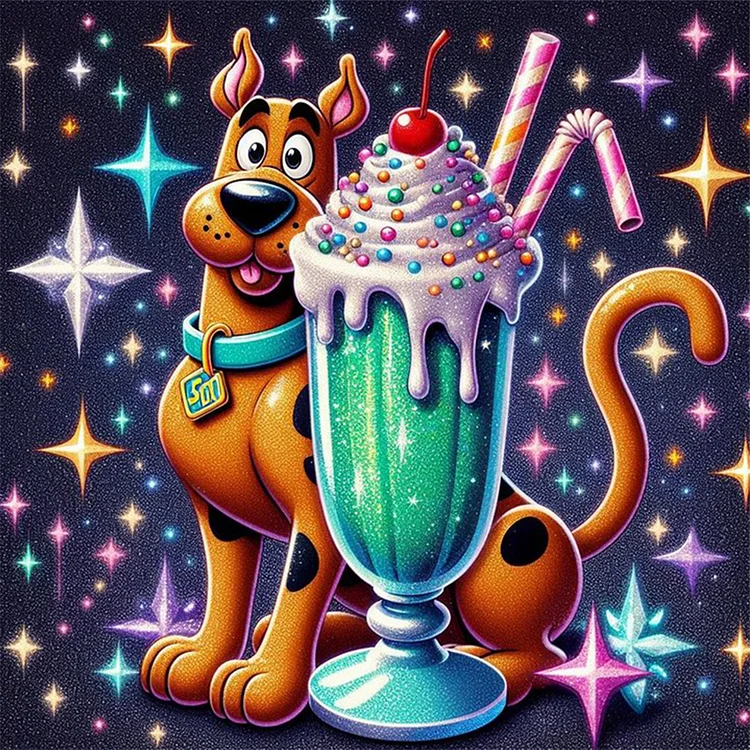 Scooby-Doo And Ice Cream 30*30CM (Canvas) Full Round Drill Diamond Painting gbfke