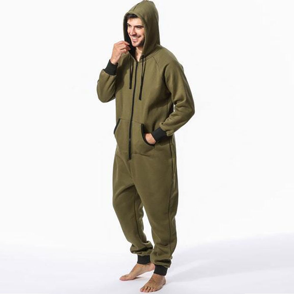 Warm Thick Hooded Sweater Onesies Casual Jumpsuit for Men-Pajamasbuy