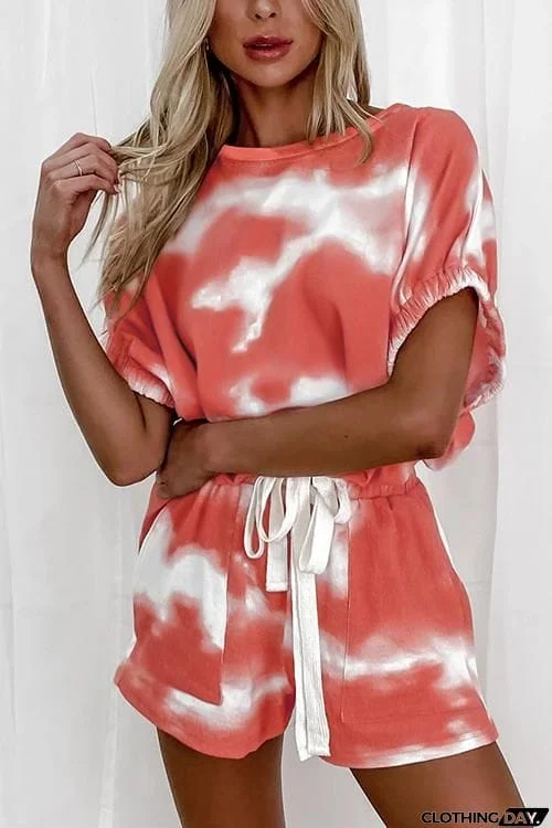 Tie Dye Drawstring Short Set