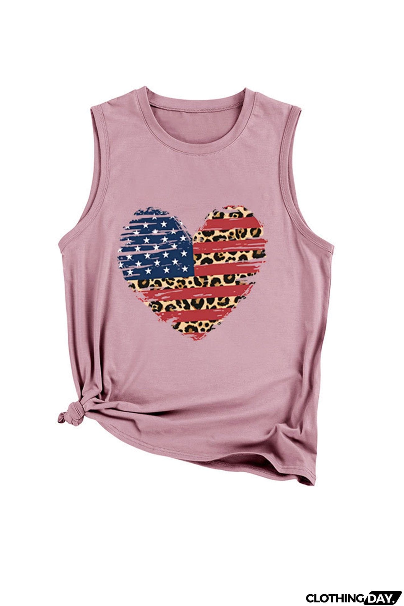 Peach Heart Flag Graphic Sleeveless T-shirt