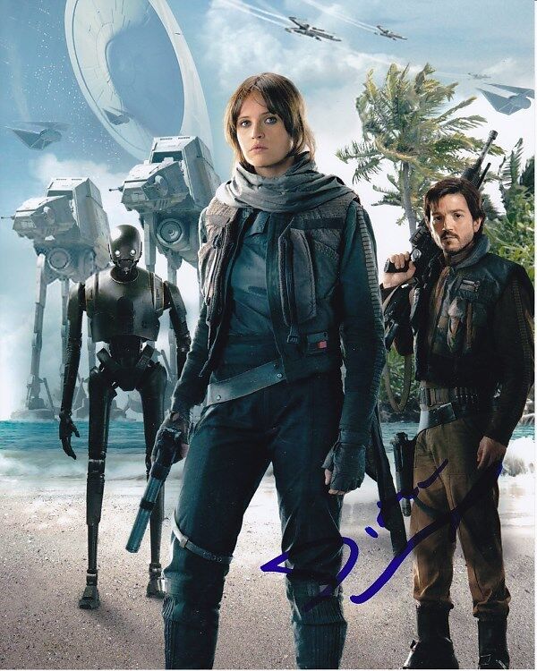 DIEGO LUNA signed 8x10 STAR WARS ROGUE ONE CASSIAN ANDOR w/ FELICITY JONES Photo Poster painting