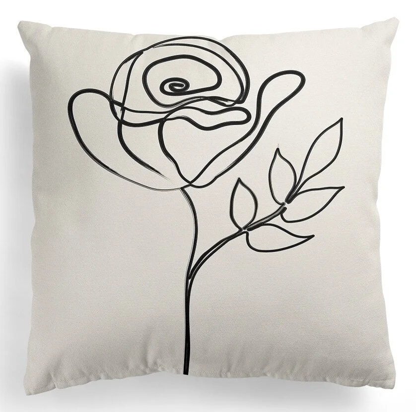 INS Nordic Black And White Abstract Geometric Cushion Cover Velvet Throw Pillowcase Bed Sofa Car Modern Home Decor Pillow Covers