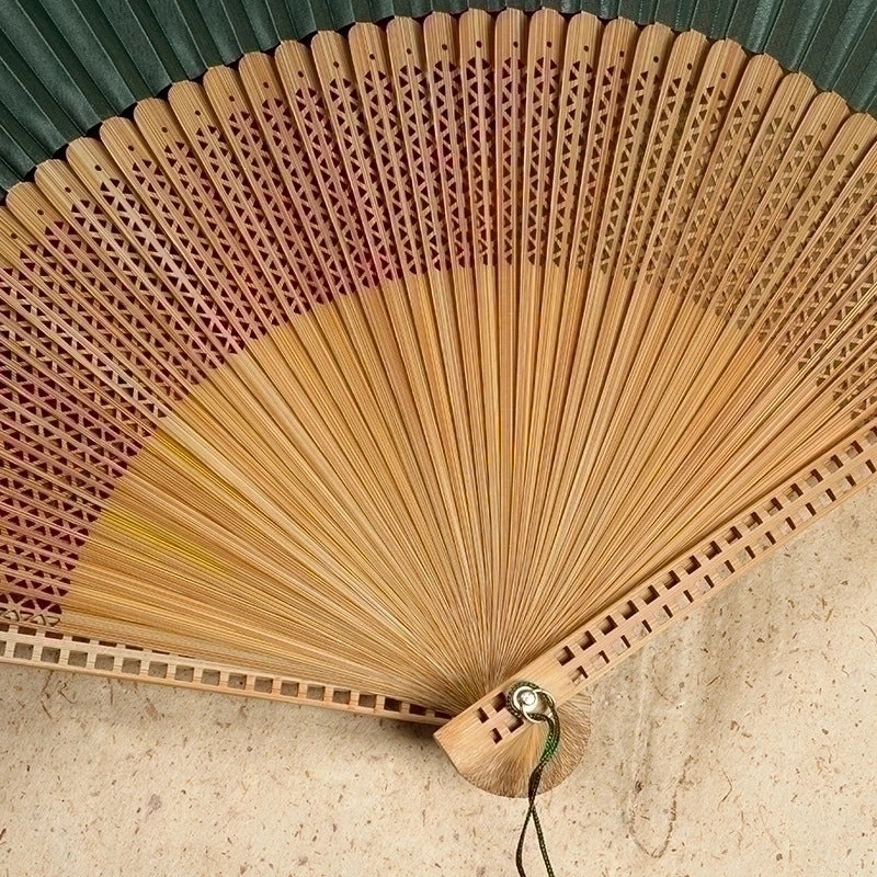 21cm Bamboo Silk Fan Women’s Archaic Folding Fan Tassel 6-inch Scenic Spot Travel Photo Fan