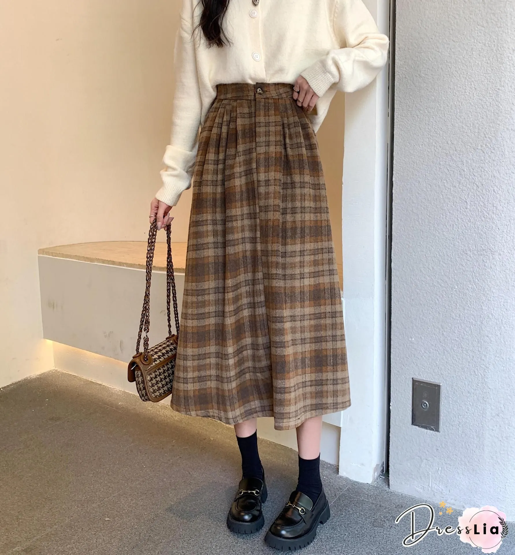 Plaid Printed Vintage Casual A-Line Skirt