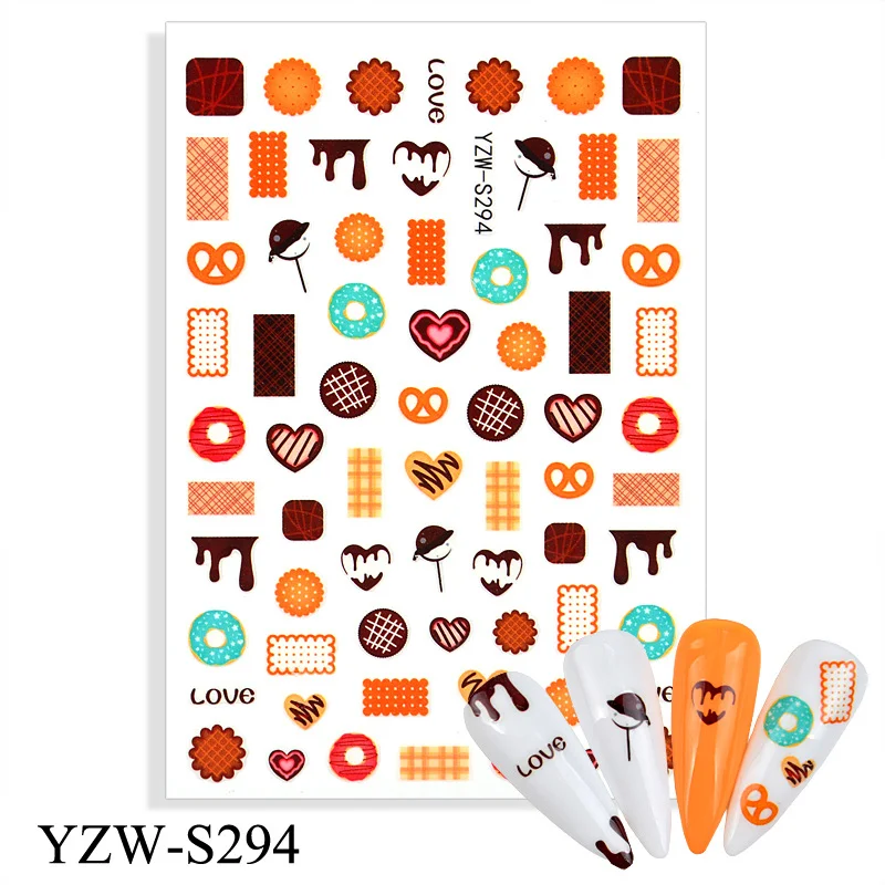 Churchf 1pcs Autumn Winter Nail Sticker Robin Snow Flower New Year Halloween Christmas 3D Decals Nail Art Design Decor Accessories-Nail Inspo