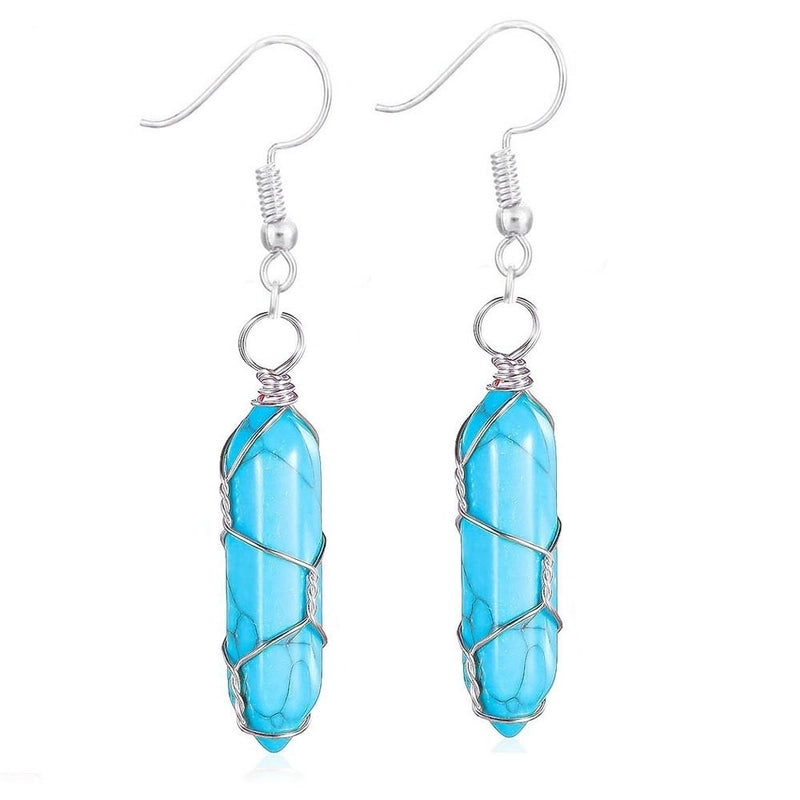1 Pair Casual Minimalist Geometric Natural Stone Crystal Iron Drop Earrings