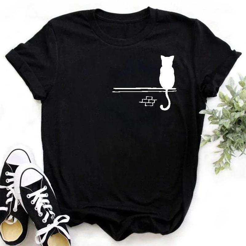 Cat MOM Women's Top Summer Fashion Short-sleeved Cat and Dog Paw Print Girl T-shirt Female Y2K Clothes,Drop Ship