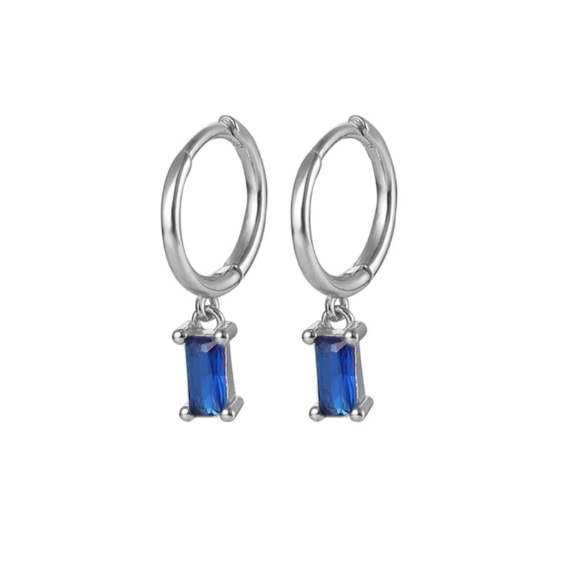 1 Pair White Gold Plated Gold Plated 925 Sterling Silver Zircon Geometric Drop Earrings