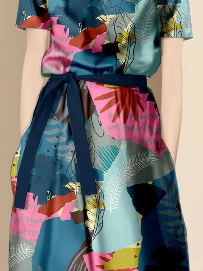 New fashion short-sleeved temperament a-line skirt dress