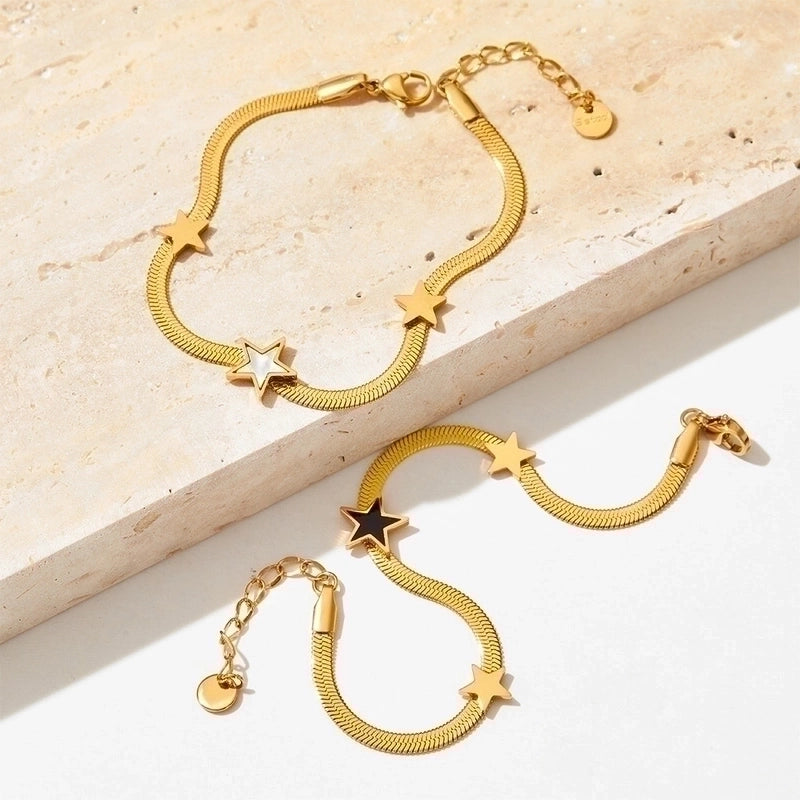 3 Pieces 304 Stainless Steel Titanium Steel White Gold Plated Gold Plated Classic Style Plating Star Bracelets Necklace