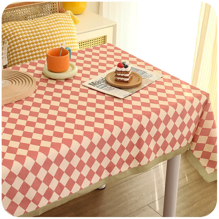Journalsay Fabric Tablecloth Plaid Small Fresh Desk Cover Towel Makeup Tablecloth Desk Mat