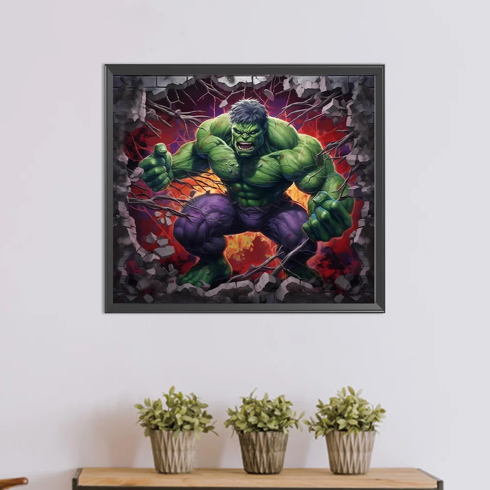 Diamond Painting - Full Round Drill - Hulk Breaking Wall(Canvas|40*35cm)