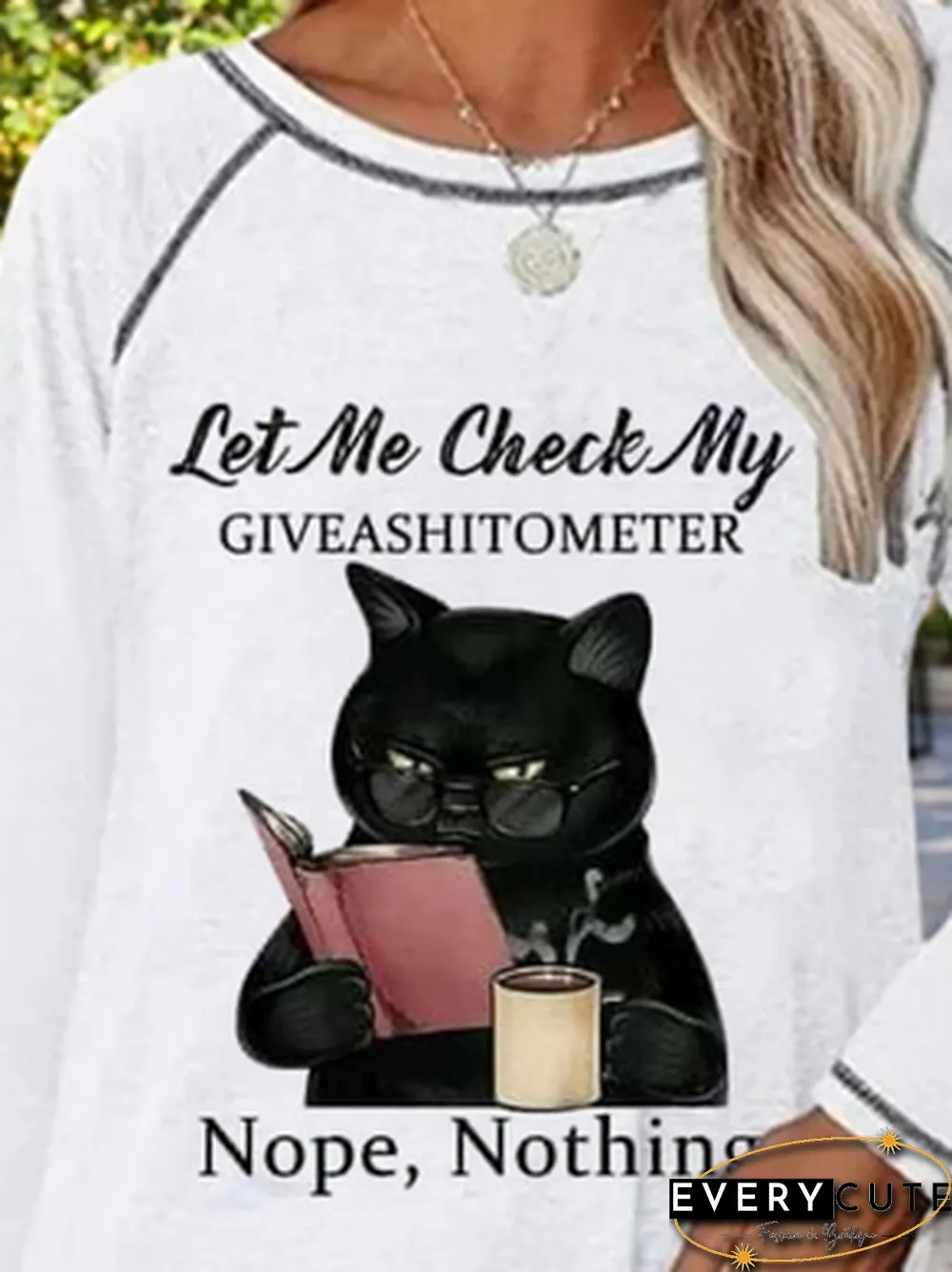 Women Casual Autumn Cat Daily Loose Standard Crew Neck Regular Regular Size T-shirt