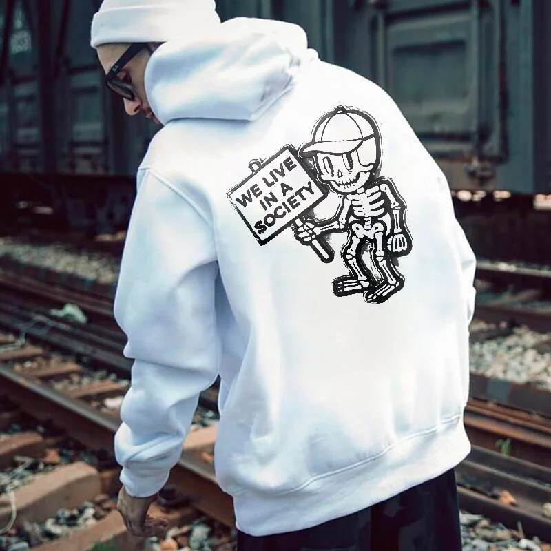 We Live In A Society Printed Men's Comfortable Hoodie - Krazyskull