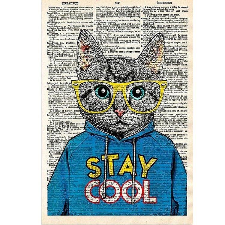 Cat - Stay Cool Vintage Tin Signs/Wooden Signs - 7.9x11.8in & 11.8x15.7in