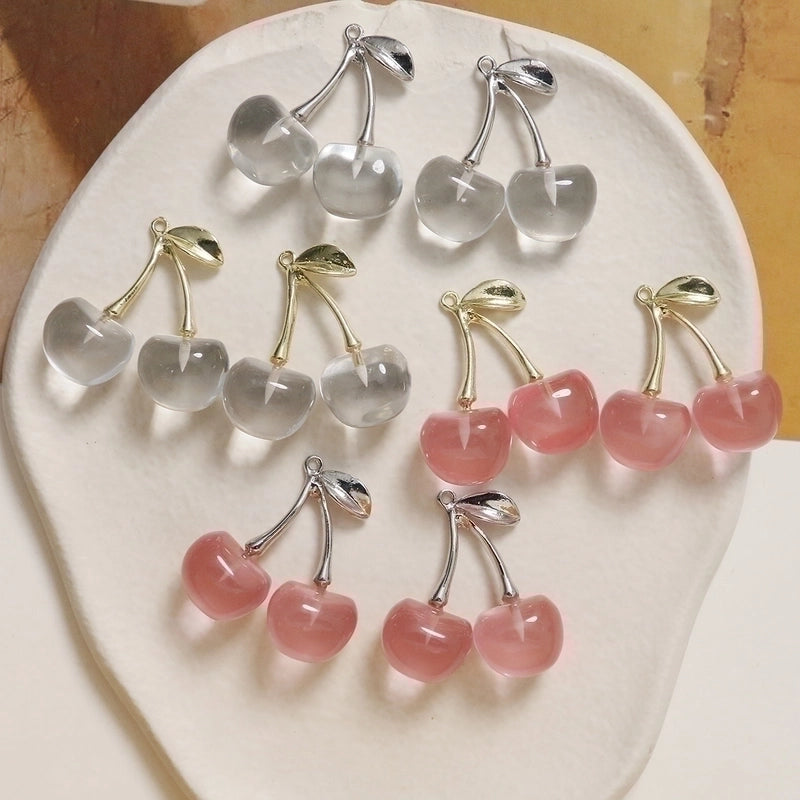 Summer Iced Emulational Fruit Cherry Cherry Diy Three-Dimensional Pendant Accessories Earrings For Women Earring Material