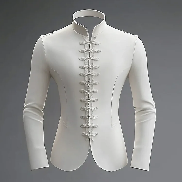 Okaywear Stand Collar Long Sleeve Button Detail Jacket Okaywear