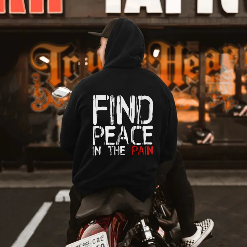 Casual Find Peace In The Pain Print Hoodie