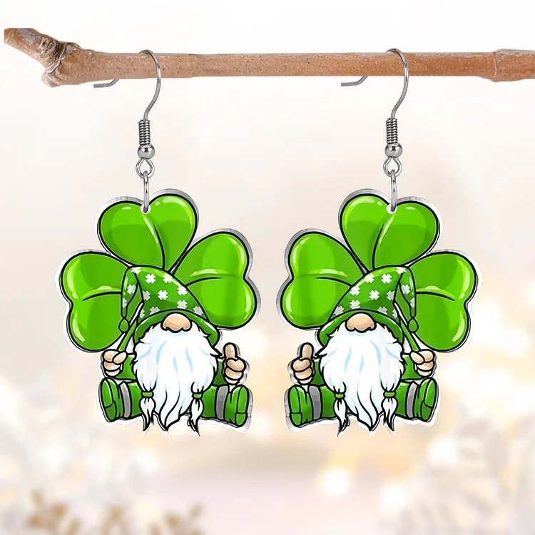 Charming St. Patrick's Day Green Dwarf Earrings