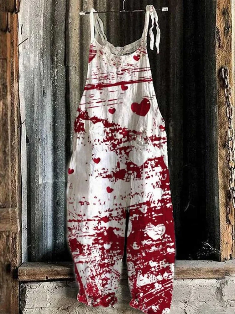Women's Christmas Love Series Print Jumpsuit