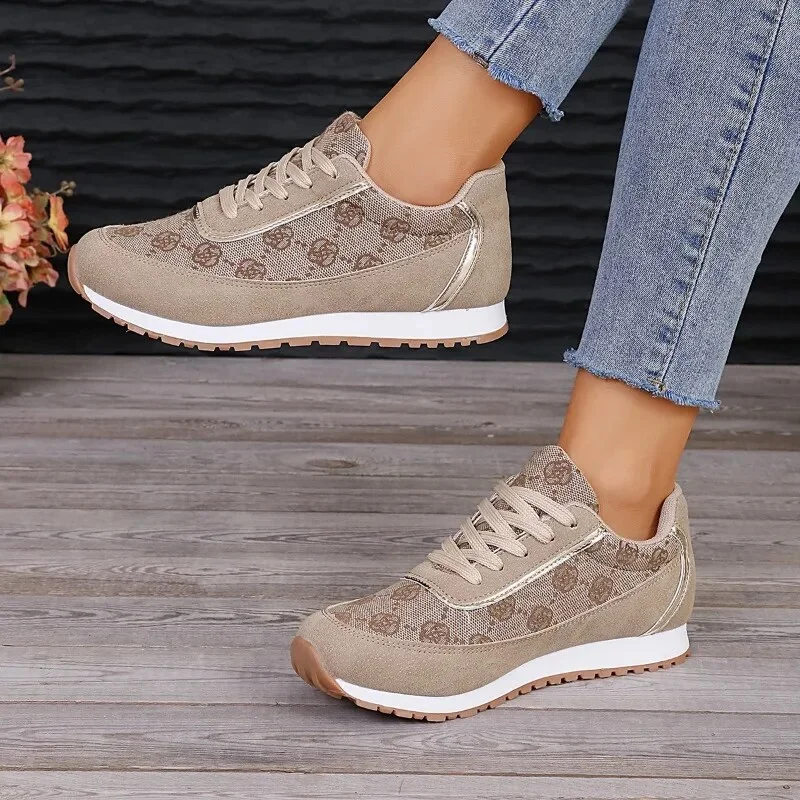 Zhungei New Sneakers Women Flat Casual Sneaker Spring Fashion Versatile Lace Up Walking Women Shoes Zapatos De Mujer Tendencia