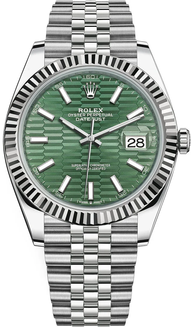 Rolex Datejust 41mm Mint Green Fluted Jubilee m126334-0030