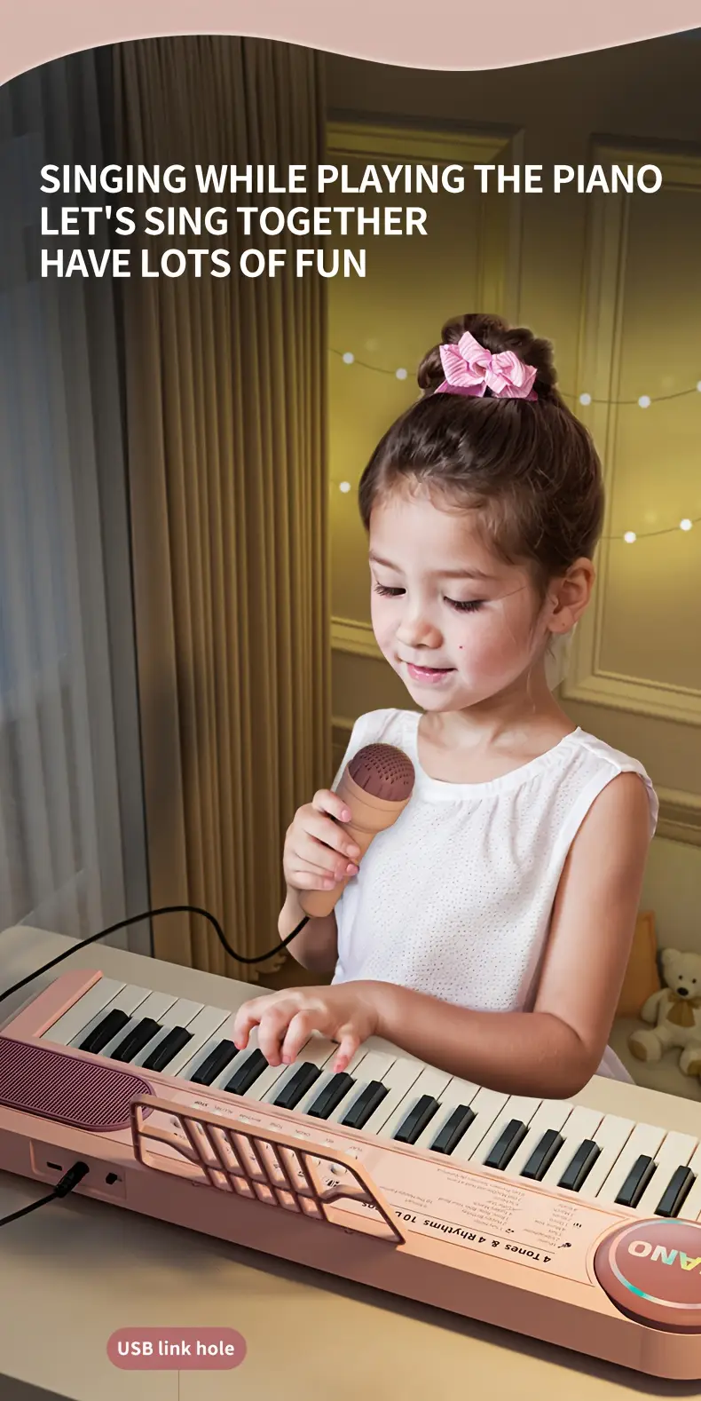 37 key toy for kids portable electronic organ with features vibrant usb powered 36v ideal for girls universal musical learning perfect gift for birthdays holidays piano for kids Product details 5