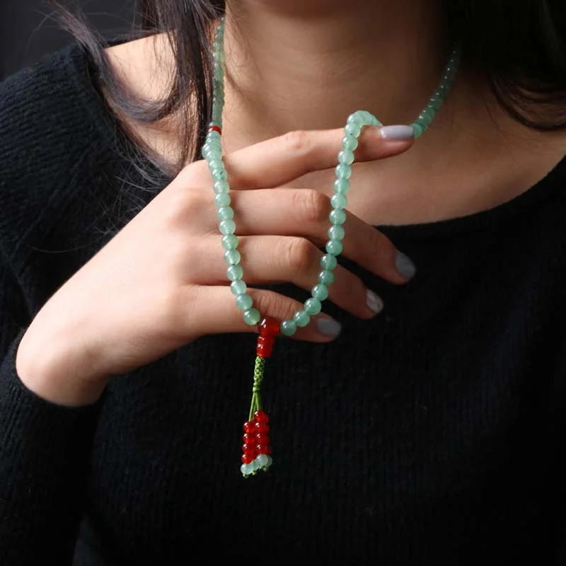 Green Aventurine Red Agate 108 Beads Luck Bracelet Necklace Mala