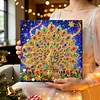 DIY Special Shape Diamond Painting Pearl Art With Inner Frame Kit 25x25cm(Light-up Christmas Peacock)