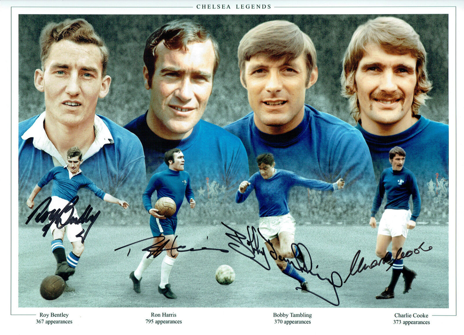 CHELSEA LEGENDS Multi Signed Autograph 16x12 Montage Photo Poster painting AFTAL COA