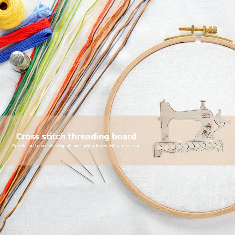 Wooden Hollow Cross Stitch Thread Board Embroidery Thread Organizer Plate
