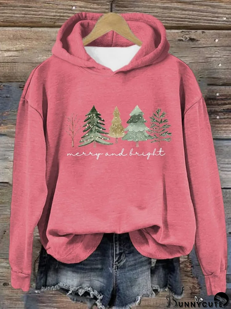 Women's Merry And Bright Printed Casual Hoodie