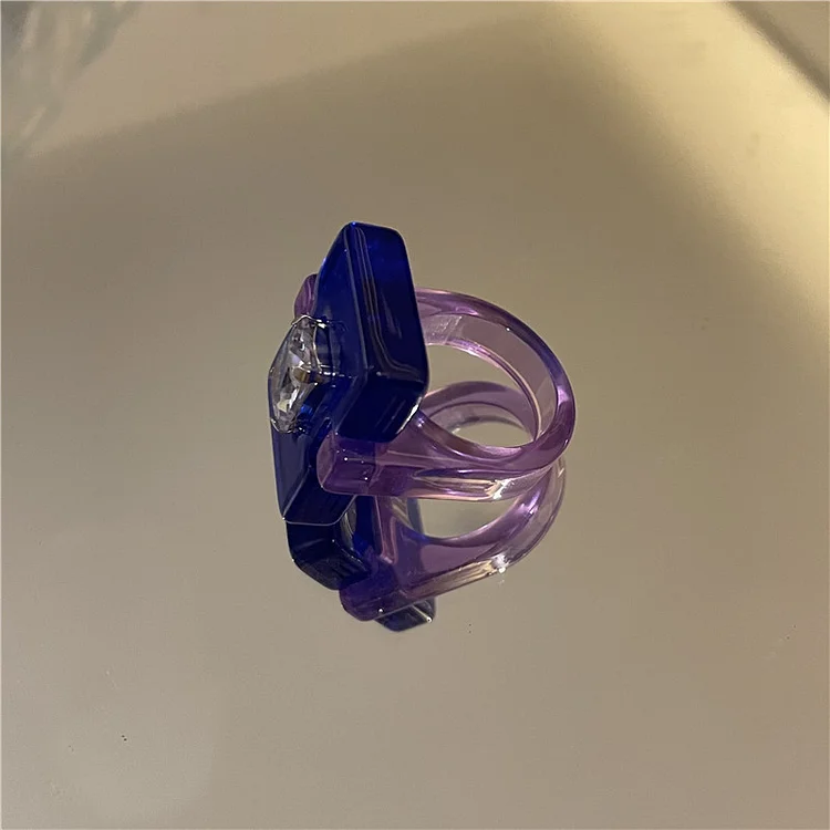 Candy-Color Resin Acrylic Baguette Ring KERENTILA