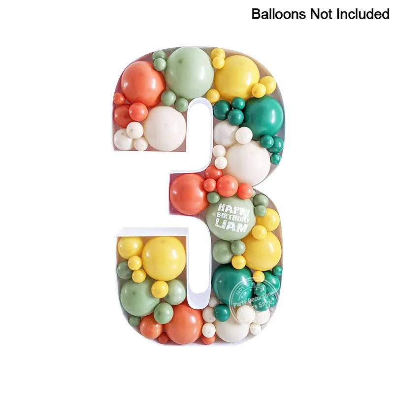100/73cm Large Number Balloon Filling Box Frame Stand Kids Adult Birthday Party Anniversary Baby Shower DIY Decoration Wedding