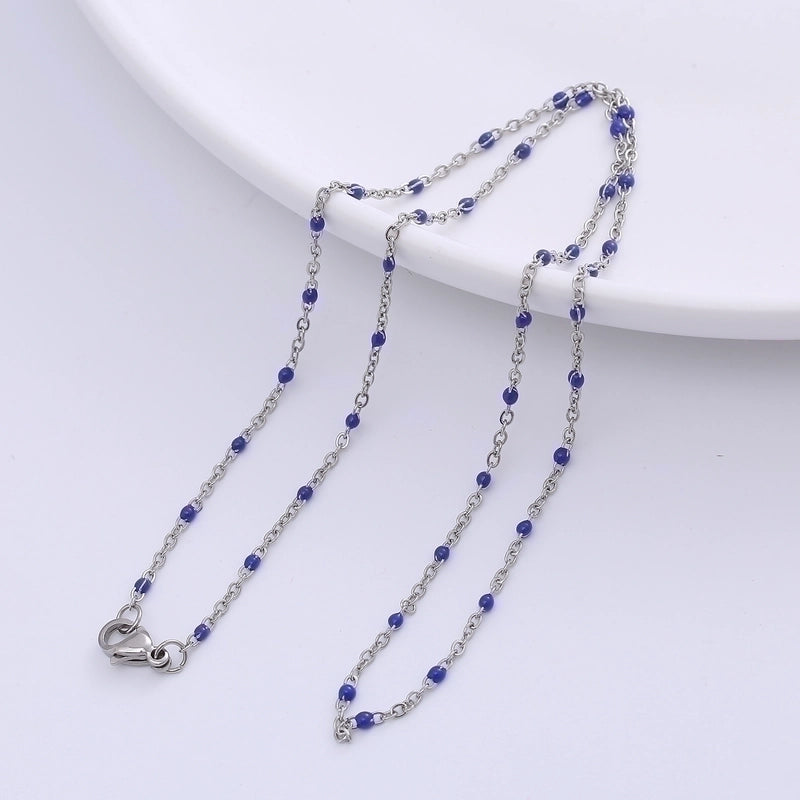 2 Pieces 304 Stainless Steel 18K Gold Plated Hawaiian Bohemian Epoxy Plating Geometric Necklace