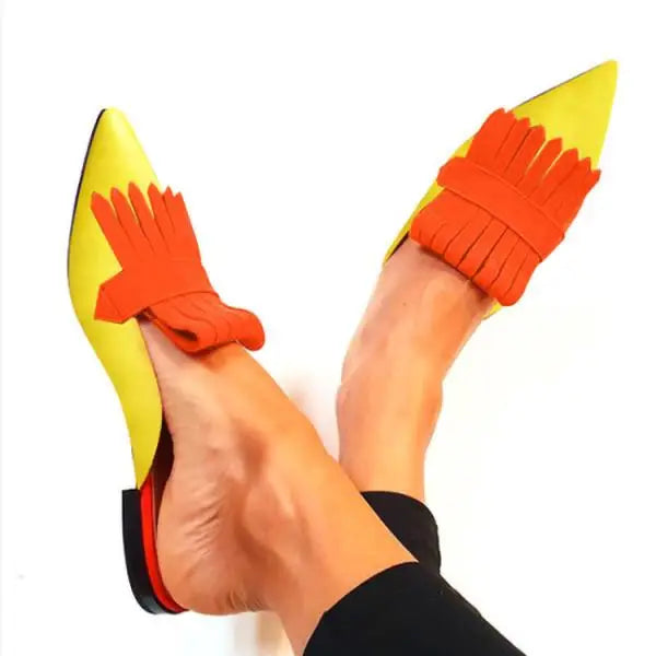 Aiertu Pointed Toe Big Size Shoes Woman Casual Female Sneakers Low Heels Flats Fringe Large Size Dress New Tassel Scandals Lace-Up Slip Aiertu