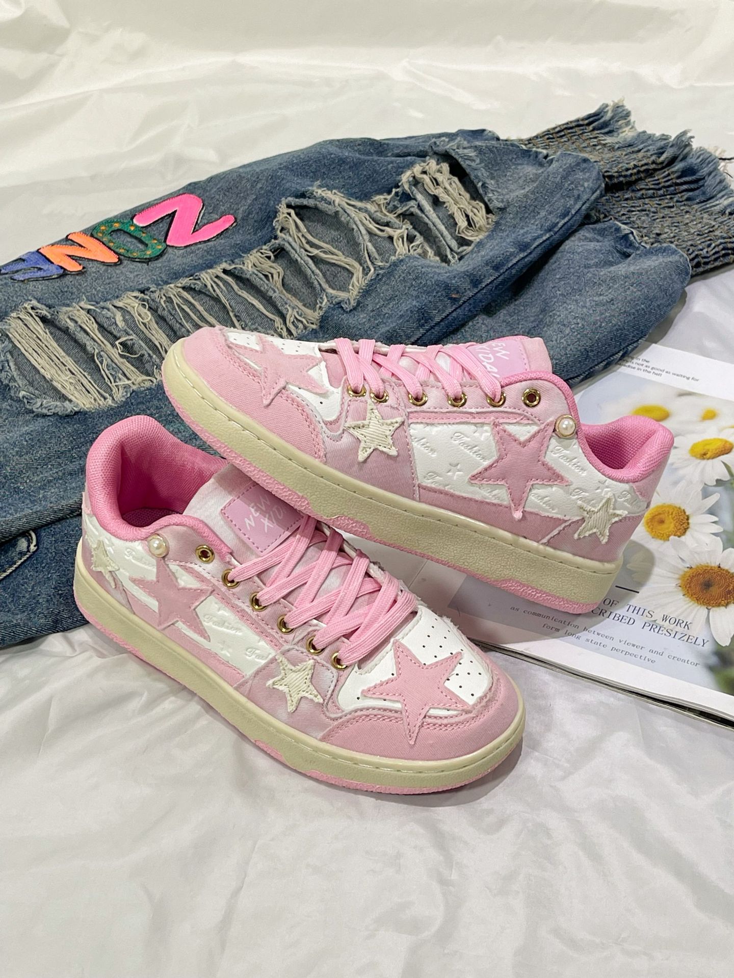Mature Women Star Flat Shoes Sneakers