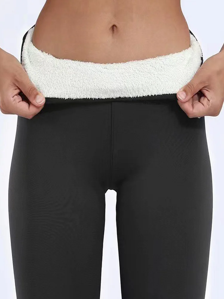 Daily Solid High Waist Thermal Fuzzy Lined Skinny Stretchy Pants