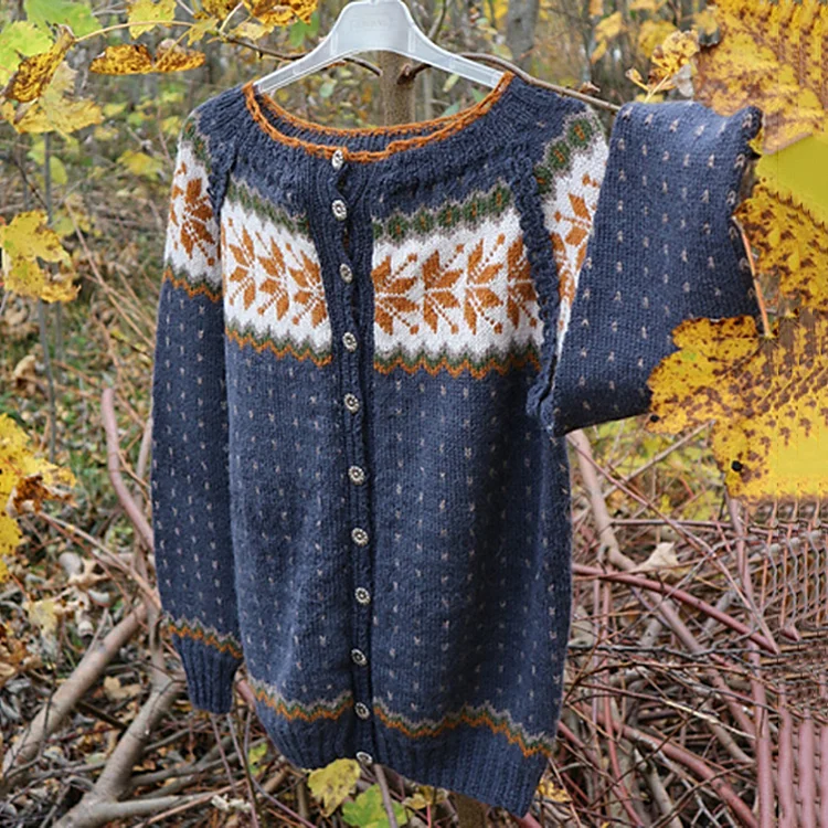 Vintage Icelandic Knit Jacquard Warmth Cardigan（Unisex）