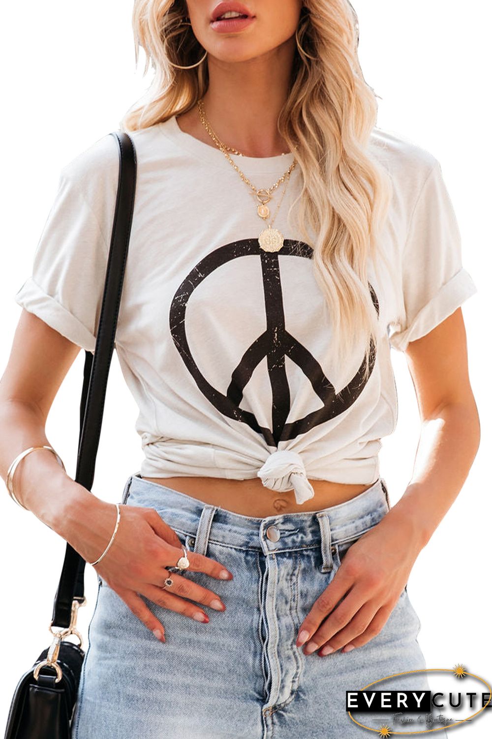 White Peace Sign Graphic Tee