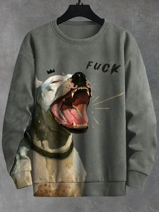 Men's Dog Barking Graphic Print Casual Sweatshirt