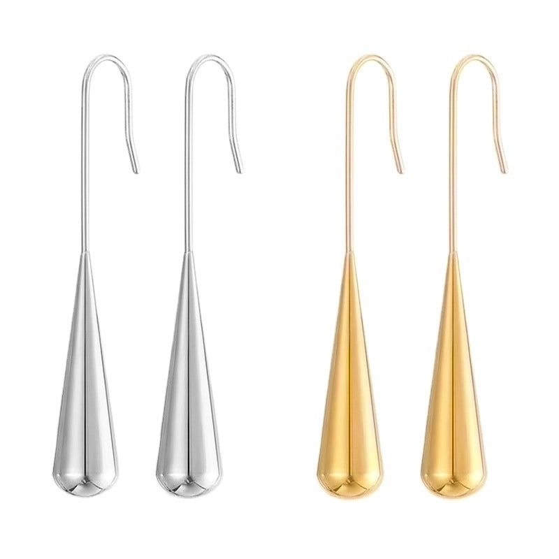 1 Pair Minimalist Water Droplets Titanium Steel Plating Drop Earrings