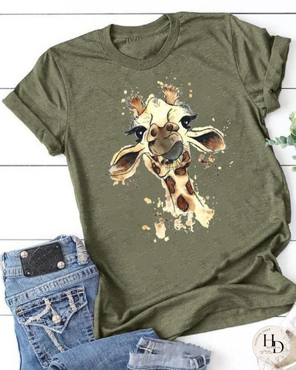 The Giraffe Printing Short Sleeve T-shirt