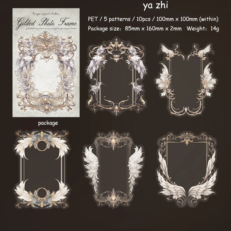 Journalsay 10 Sheets Gilded Photo Frame Series Vintage Border PET Sticker