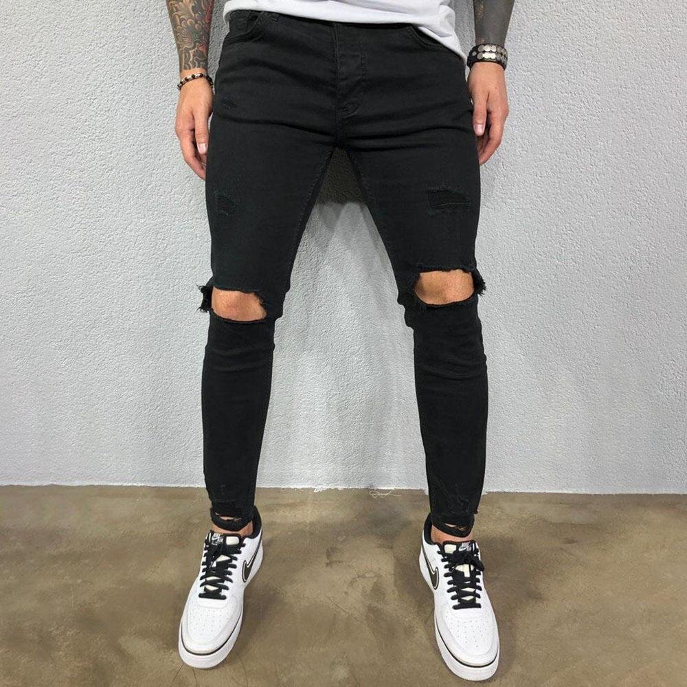 Fashion Ripped Holes Denim Pants Jeans