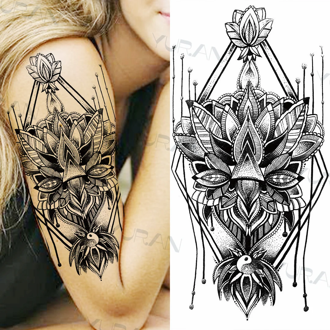 Sdrawing Catcher Rose Flower Temporary Tattoos For Women Adult Henna Moon Feather Owl Fake Tatoos Realistic Sexy Chest Tattoo Paste