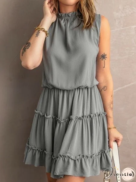 Sleeveless Ruffled High Waist Skirt