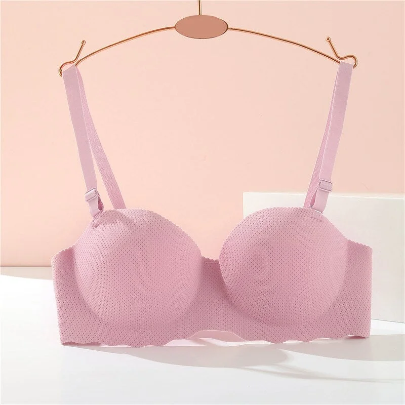 FINETOO A B Cup Push Up Bra Women 1/2 Cup Bras Soft Wireless Bralette Breathable Underwear Candy Color Bras Female Lingerie 2021