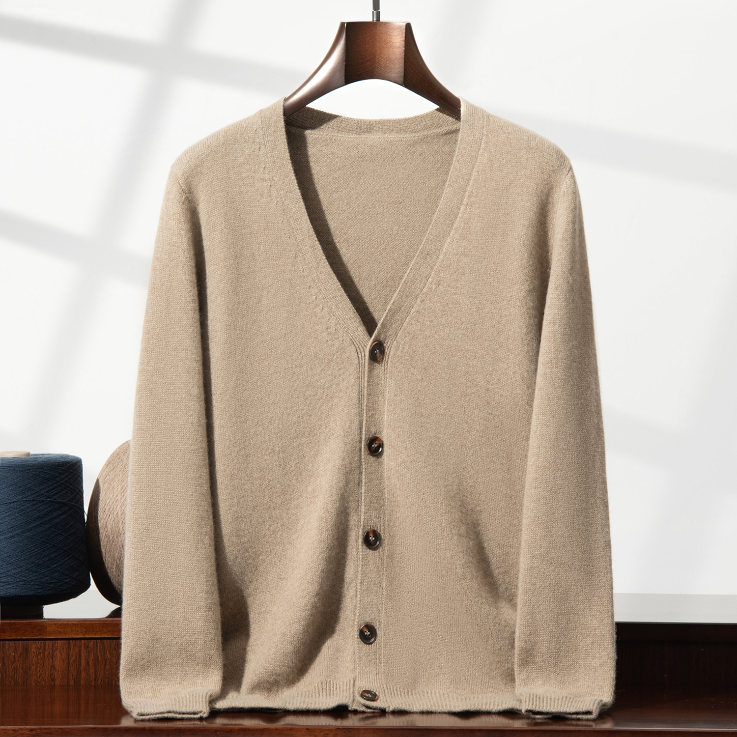 Men's V-Neck Cashmere Cardigan | Button-Front Style REAL SILK LIFE